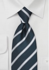 XXL stropdas gestreept marineblauw en...