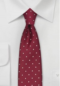Smalle stropdas kersenrood met witte...