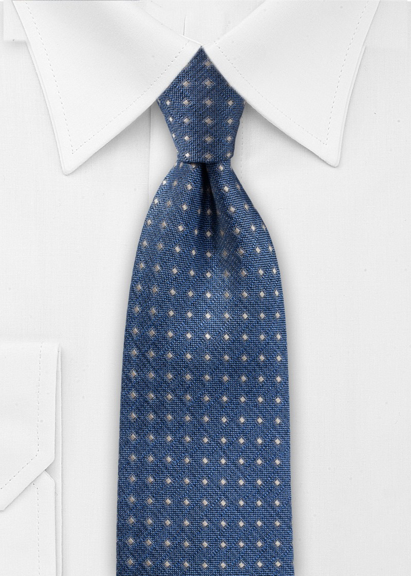 Zijden stropdas in blauw met doos