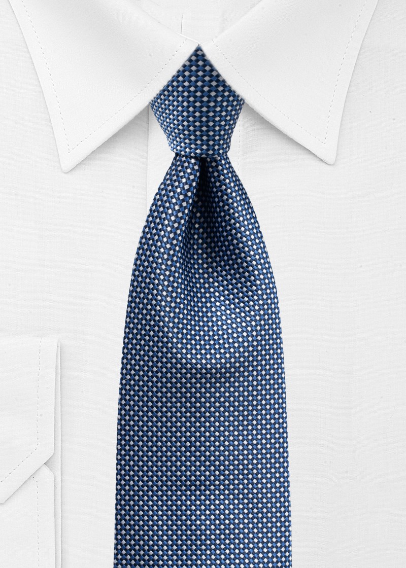Stropdas in blauw en zilver met diagonaal