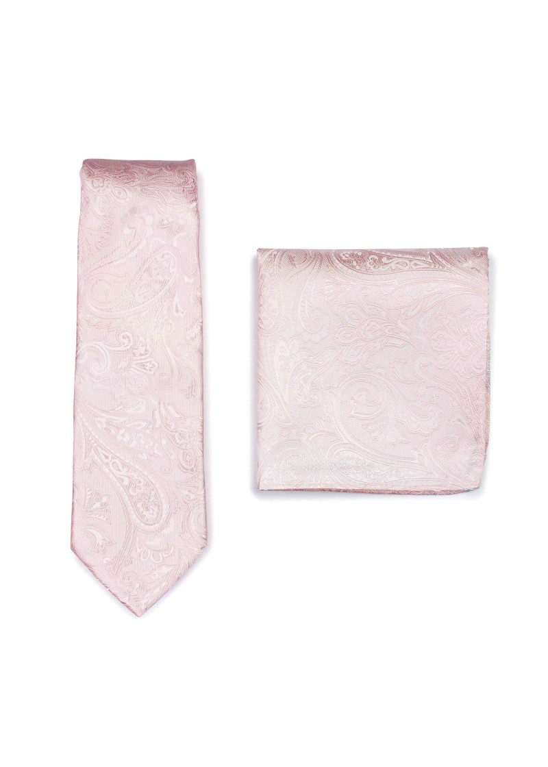 Paisley stropdas en sjaalset lichtroze