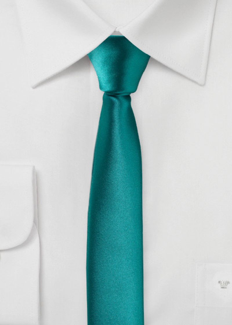 Extra slanke herenstropdas donker turquoise