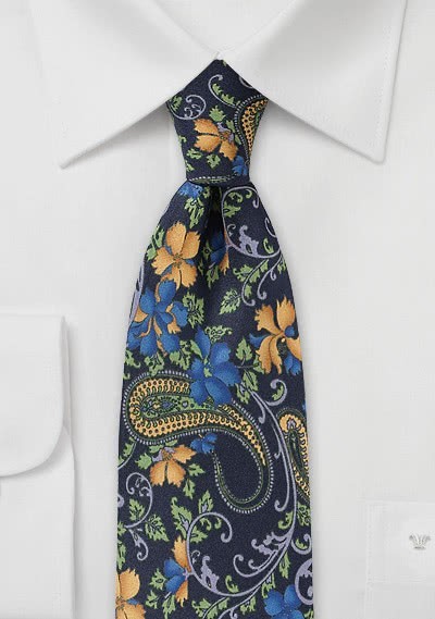 Krawatte Blümchenmotiv dunkelblau Krawatte Blümchenmotiv dunkelblau