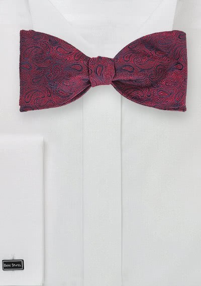 Selbstbinder-Fliege Paisleymuster rot Selbstbinder-Fliege Paisleymuster rot