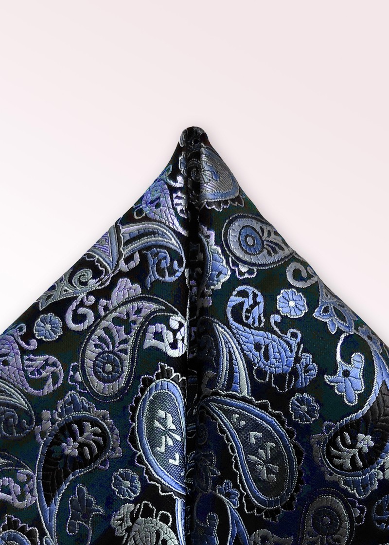 Decoratieve sjaal paisley motief nacht zwart