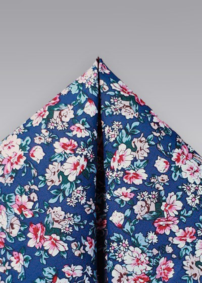Cavalier Sjaal Katoen Bloemenpatroon navy