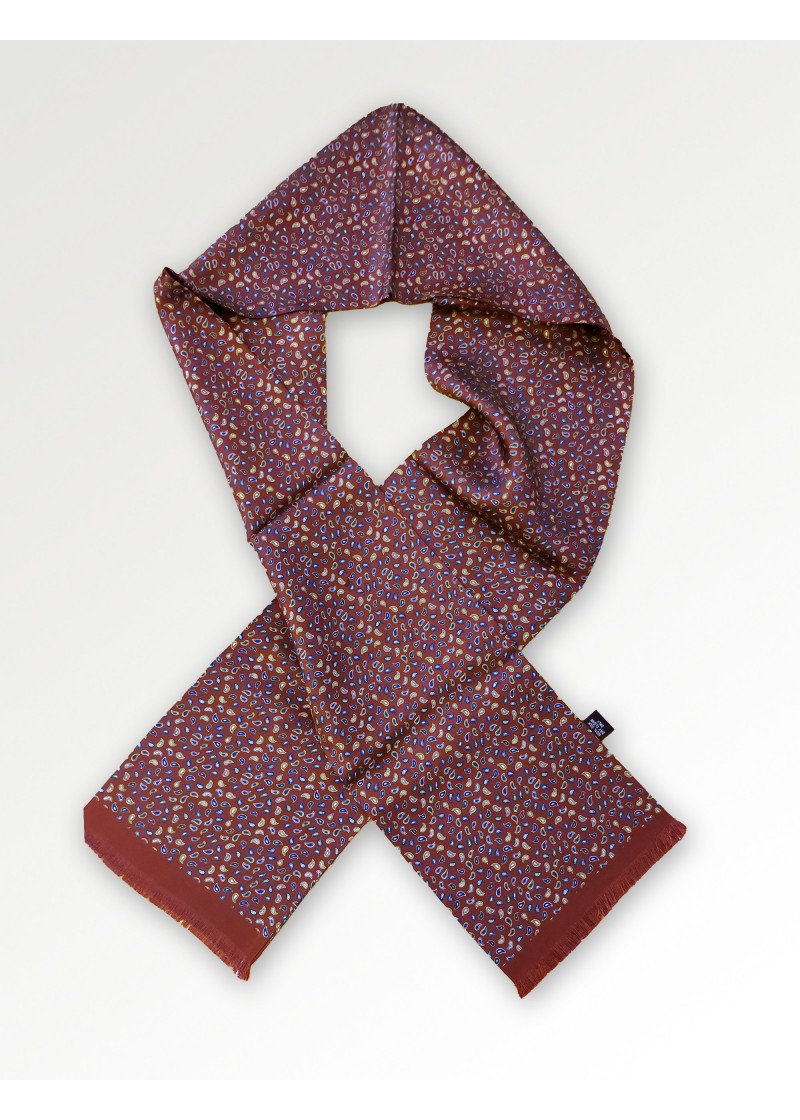 Stropdas Sjaal Klein Paisley Patroon Bruin Rood