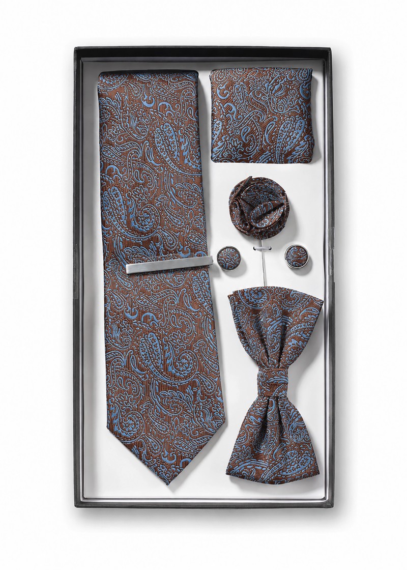 Paisley patroon geschenkdoos marine met stropdas,