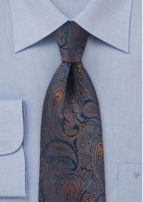 Lange heren stropdas Paisley marineblauw