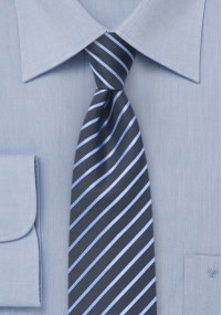 Schmale Streifenmuster-Krawatte dunkelblau taubenblau