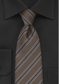 XXL stropdas voor mannen gestreept bruin