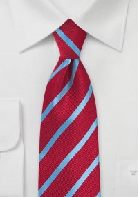 Gestreepte stropdas rood en lichtblauw