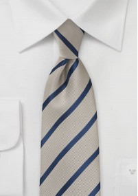 Gestreepte stropdas lichtbruin marineblauw