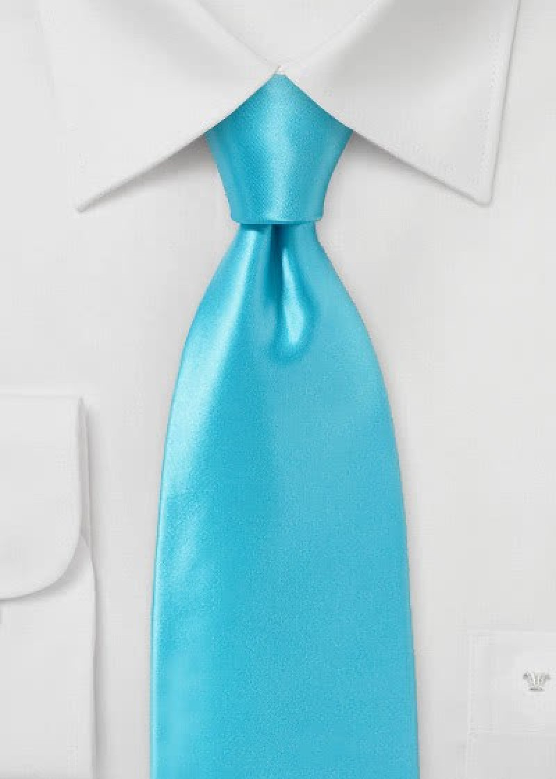 Stropdas Italiaans zijde turquoise monochroom