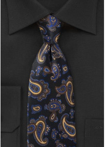 Herrenkrawatte traditionelles Paisley-Motiv schwarz
