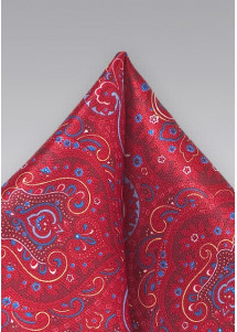 Opvallend rood pochetje met Paisley motief