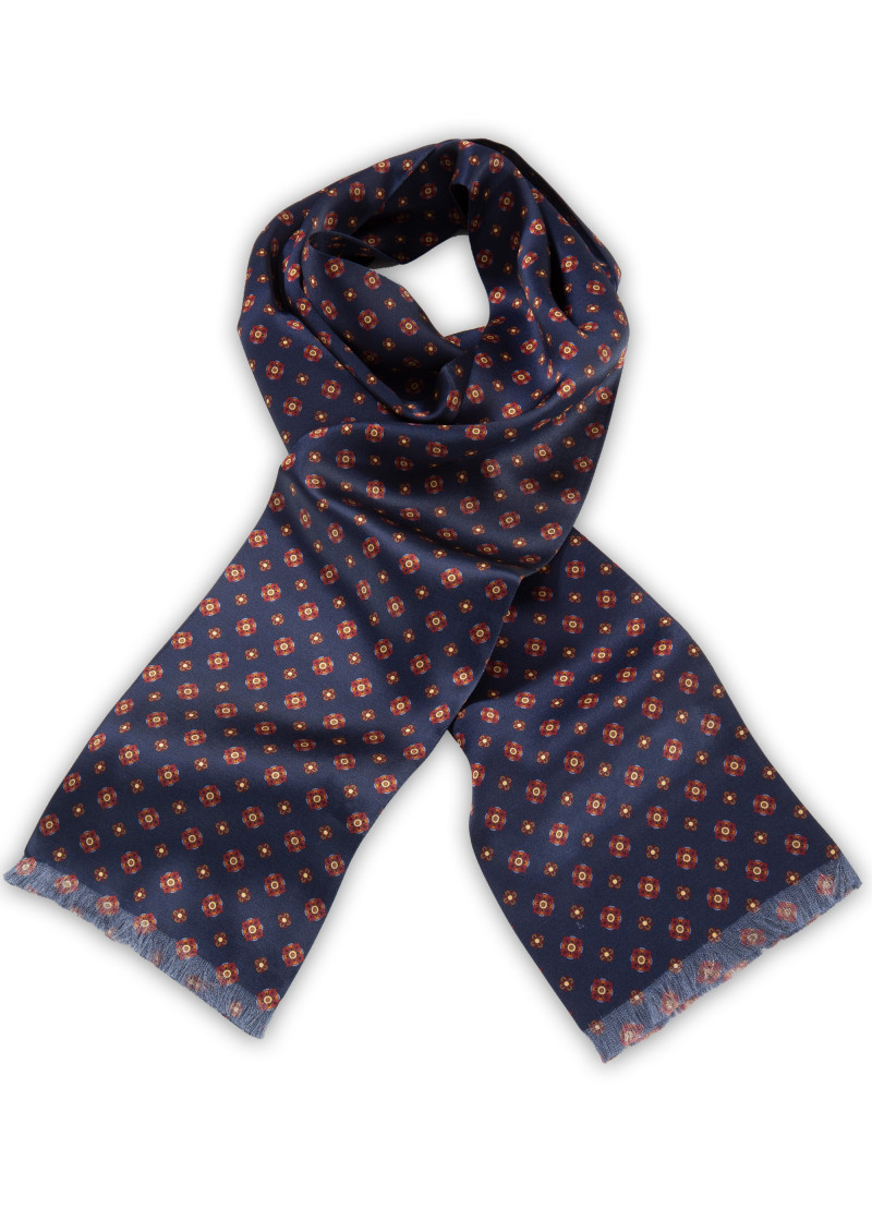 Stropdassjaal gebloemd marineblauw
