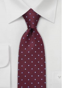 Clip stropdas stippen bordeaux lichtblauw