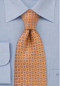 XXL stropdas oranje met ornament struktuur