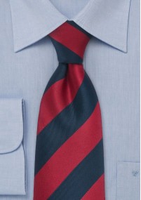 XXL stropdas rood en marineblauw gestreept