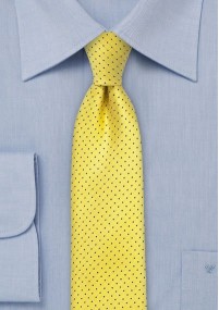 Smalle goudgeel/marineblauwe stropdas...