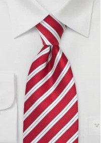 XXL stropdas rood sneeuwwit gestreept