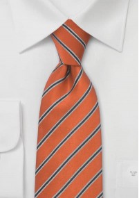 XXL stropdas gestreept oranje zwart
