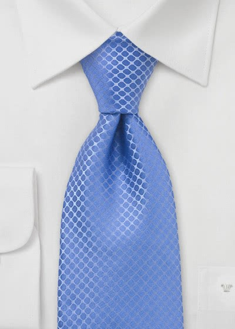 Stropdas duivenblauw met rasterpatroon
