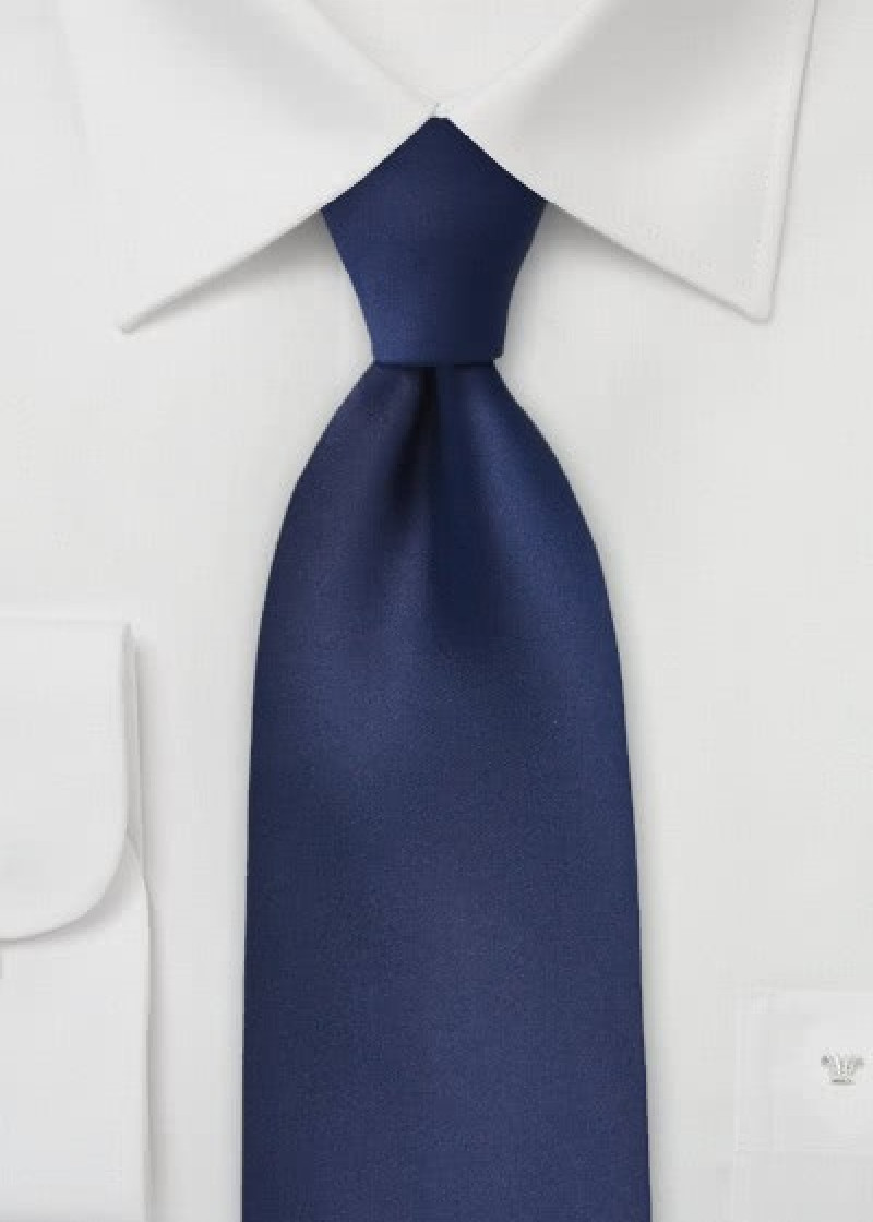 Microfiber stropdas XXL effen donkerblauw