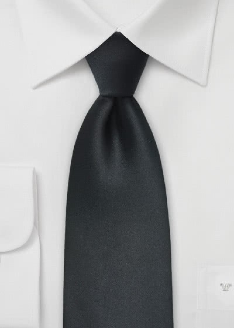 XXL microfiber stropdas effen teerzwart