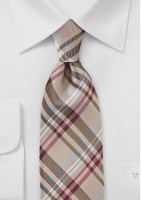 Modische XXL-Krawatte ungewöhnliches Glencheckdesign sandfarben