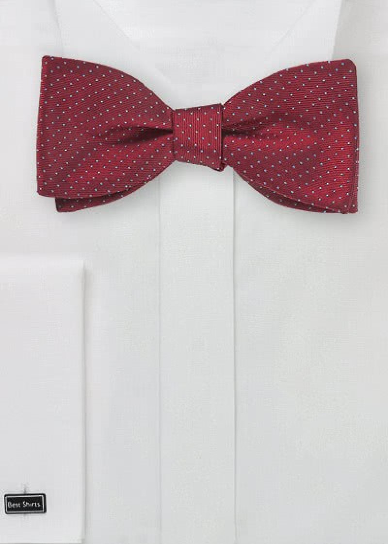 Vlinderstrik kleur rood met hippe duivenblauwe