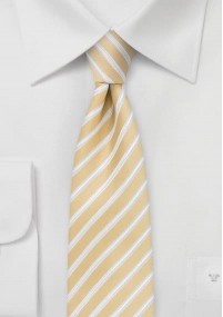 Smalle stropdas gestreept goudkleur wit