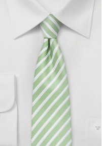 Smalle gestreepte stropdas zacht groen en...