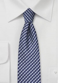 Schmale Krawatte Linien-Kästen blau