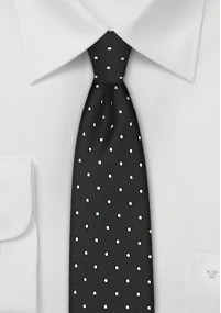 Smalle stropdas zwart wit gespikkeld