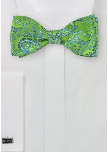 Selbstbinderfliege Paisley-Muster grün
