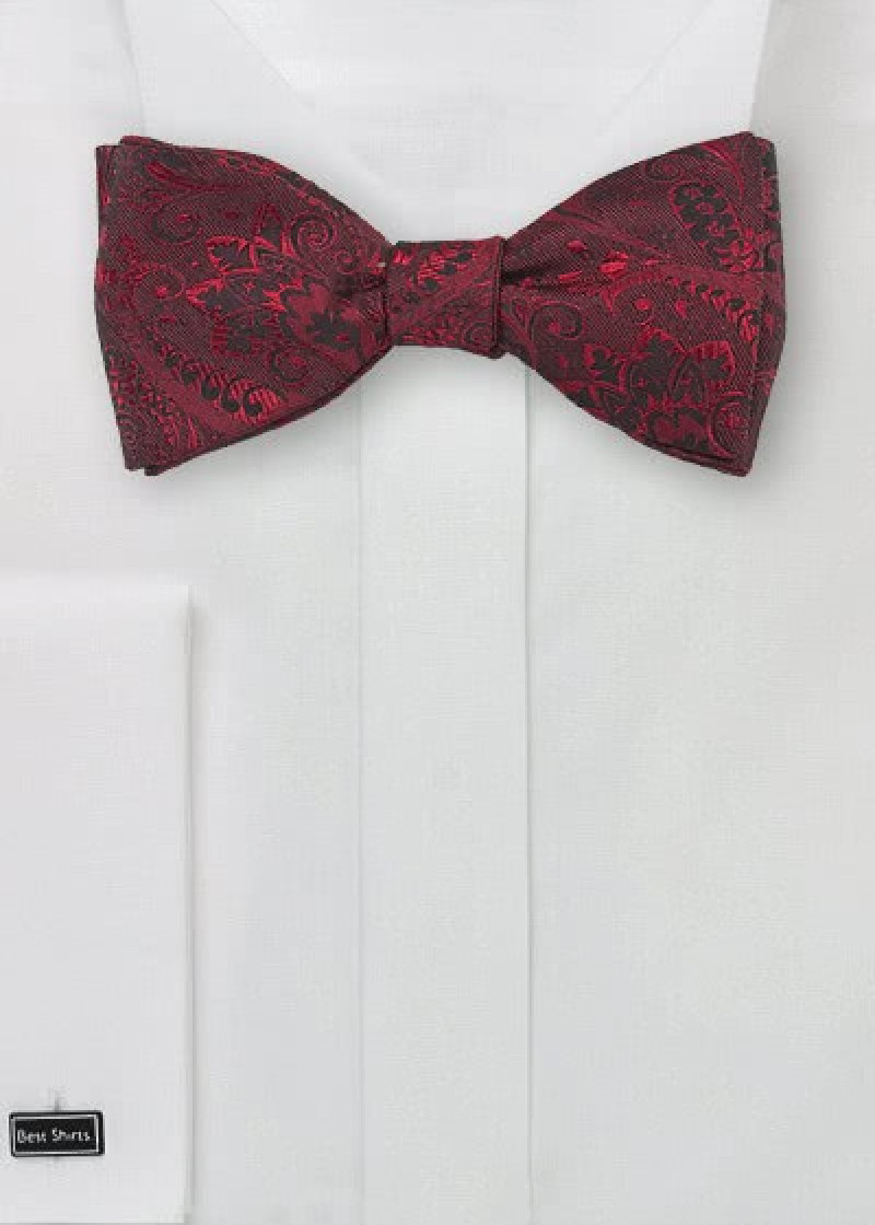 Vlinderstrikje met rood Paisley motief om zelf te