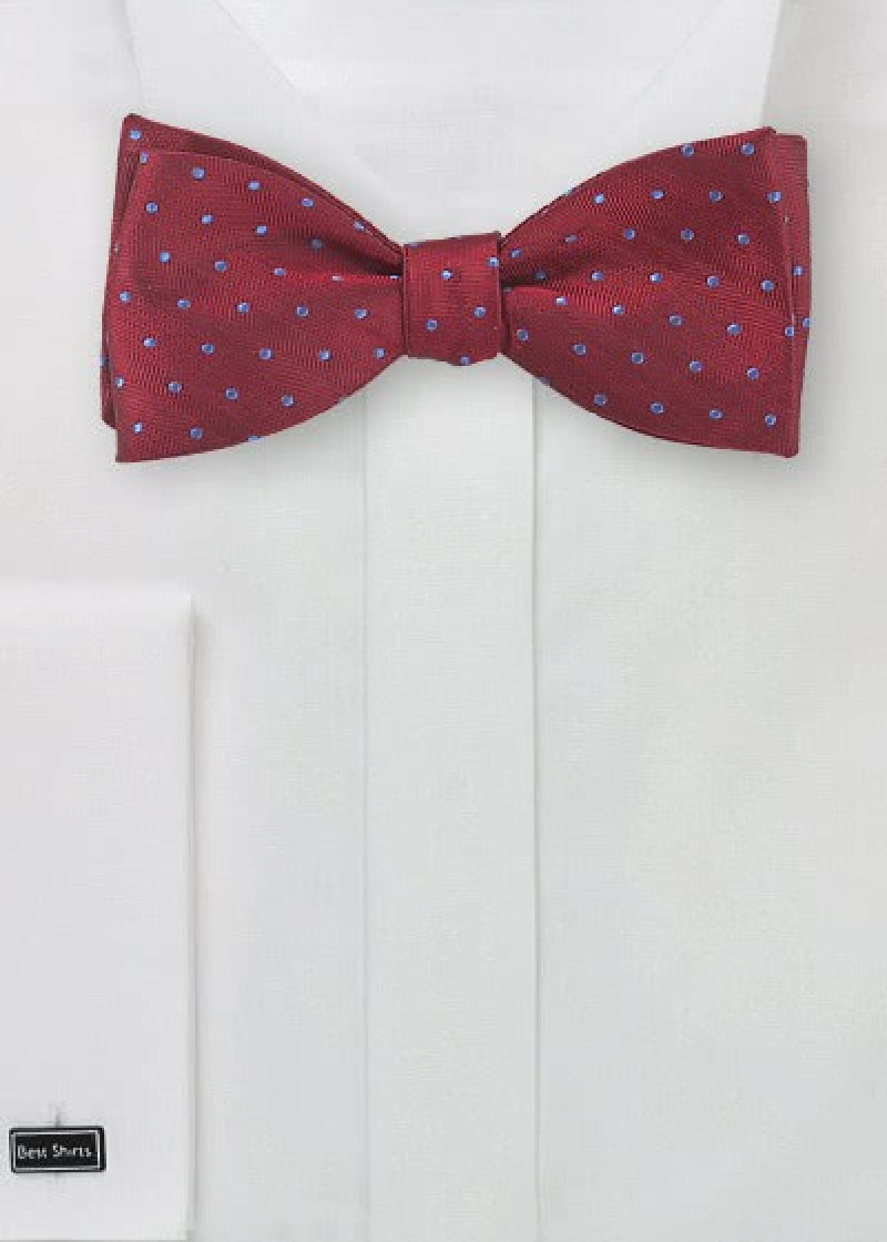 Vlinderstrik gespikkeld rood blauw om zelf te