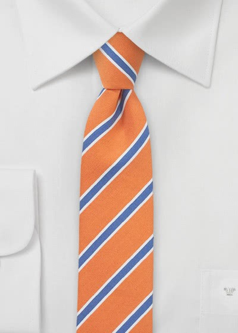 Business stropdas smal model koninklijk oranje en