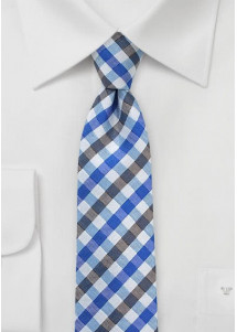 Stropdas met Vichy-ruit blauw capuccino bruin