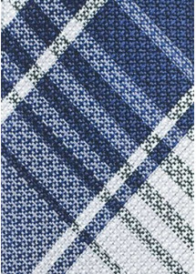 Karo-Design-Businesskrawatte schmal geformt blau weiß