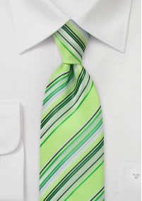Zijden XXL stropdas groen gestreept