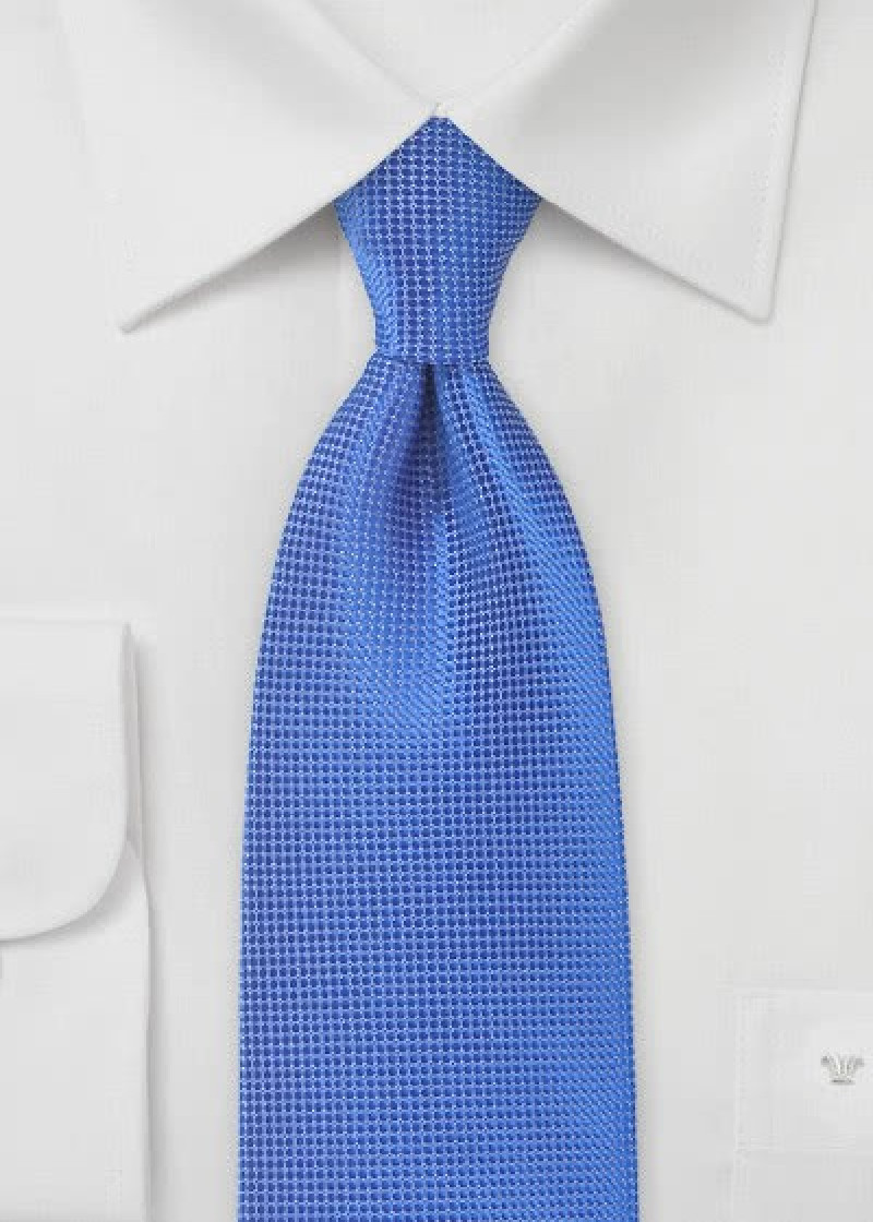 XXL stropdas geribbeld patroon effen blauw