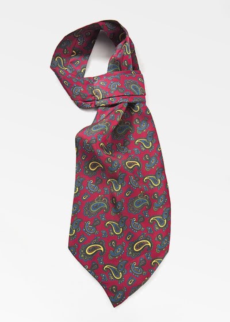 Ascot-sjaal met rood Paisley motief