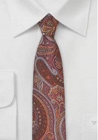 Smalle stropdas rood met met Paisley motief