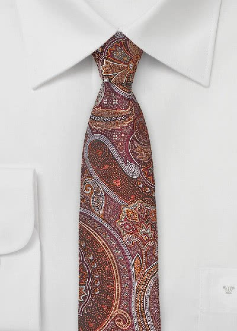 Smalle stropdas rood met met Paisley motief