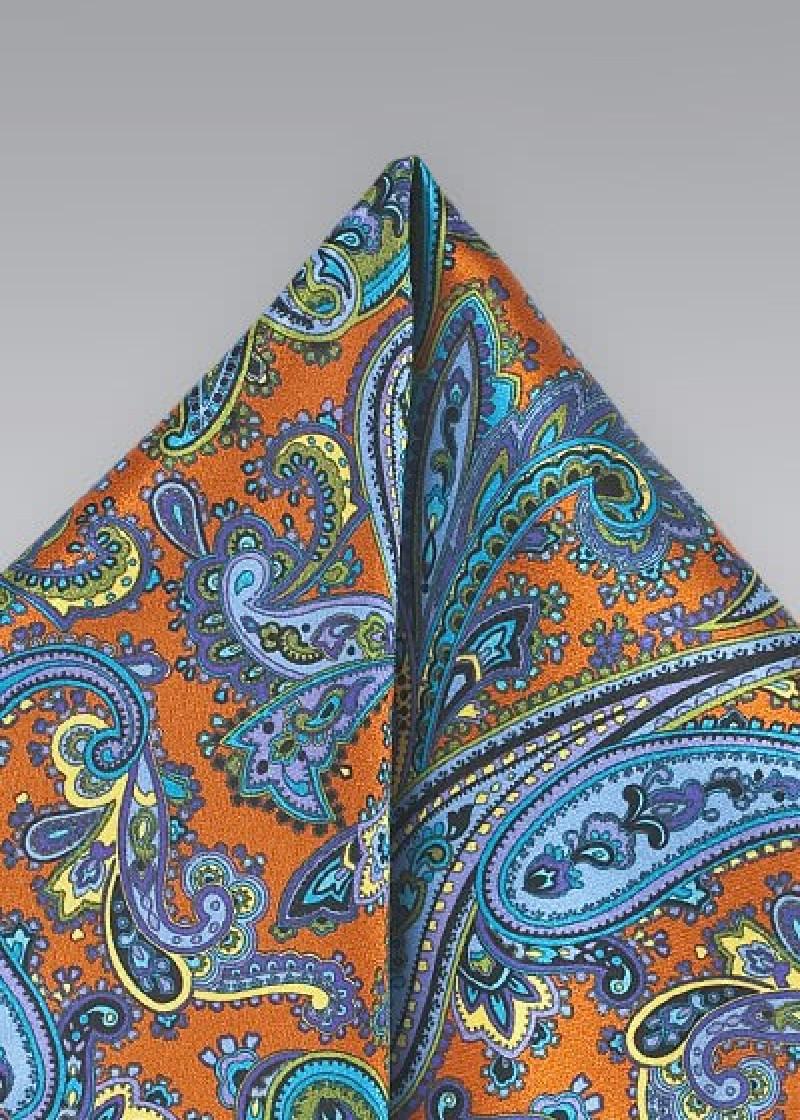 Pochet koperkleurig met Paisley motief