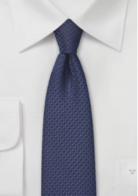 Smalle stropdas marineblauw met rasterpatroon