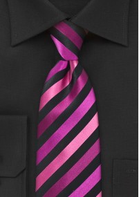 XXL stropdas gestreept magenta zwart
